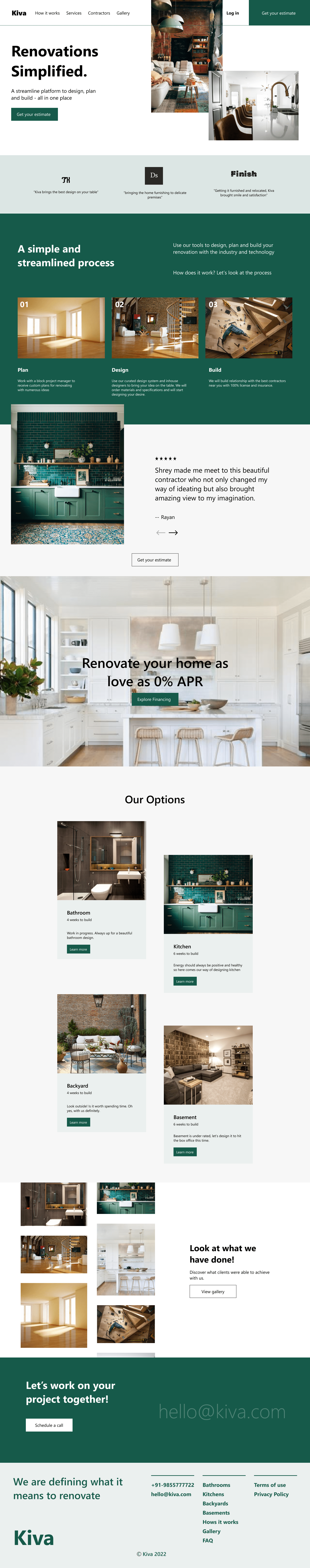 Kiva - home renovation web design